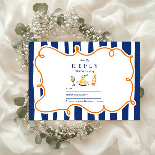 Tarjeta De Confirmación De Asistencia Doodles de Boda de comida italiana de la Marina