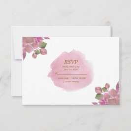 Tarjeta De Confirmación De Asistencia Dorado rosa acuarela Floral moderna Boda elegante