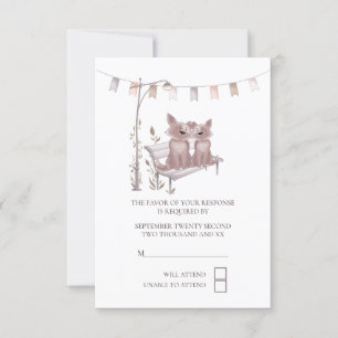 Tarjeta De Confirmación De Asistencia Dos perros muy bonitos en el Boda de Park Bench RS