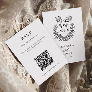 Tarjeta De Confirmación De Asistencia Doves Minimalistas Modernas y Bodas con Letra Scri