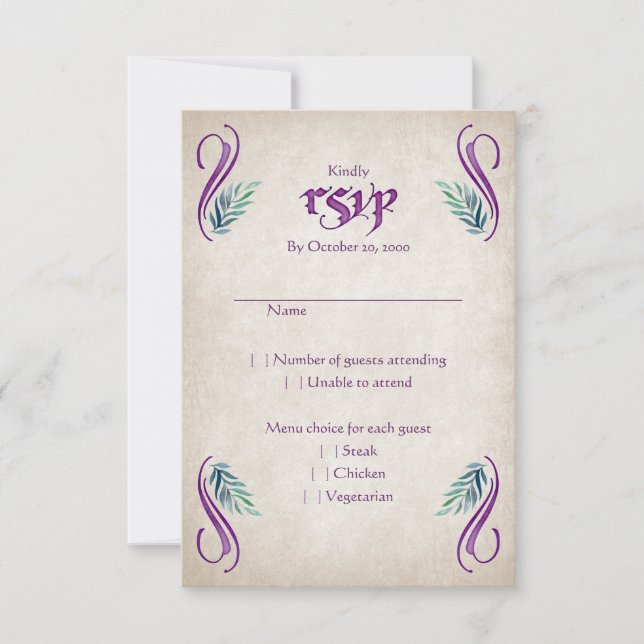 Tarjeta De Confirmación De Asistencia Dragon Floral Boda (Anverso)