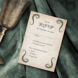 Tarjeta De Confirmación De Asistencia Dragon Medieval Fantasy Boda