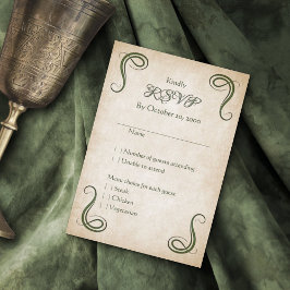 Tarjeta De Confirmación De Asistencia Dragon Medieval Fantasy Boda