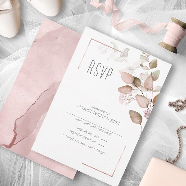 Tarjeta De Confirmación De Asistencia Dreamy Foliage Boda Rubor Pink ID817 (Subido por el creador)