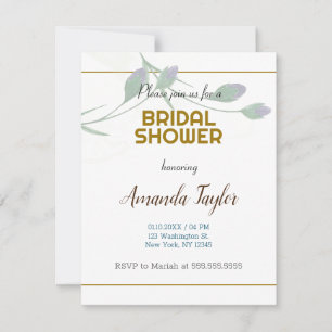 Tarjeta De Confirmación De Asistencia Ducha Nupcial Floral Minimalista Color Blanco Dora