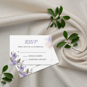 Tarjeta De Confirmación De Asistencia Dulce Boda Morado Floral