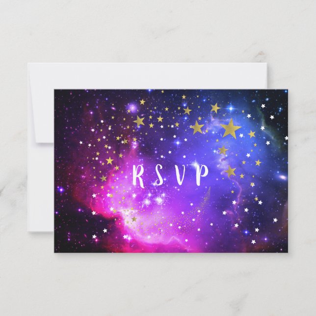 Tarjeta De Confirmación De Asistencia Dulces Dieciséis Noche Bajo las Estrellas Nebulosa (Anverso)