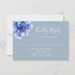 Tarjeta De Confirmación De Asistencia Duste Blue Elegant Watercolor Floral Boda