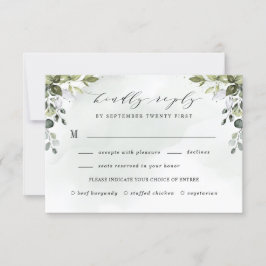 Tarjeta De Confirmación De Asistencia Duste vegetación azul con Boda de Comal Choice Boh