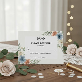 Tarjeta De Confirmación De Asistencia Dusty Blue and Terracotta Floral Wedding