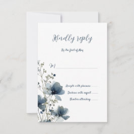 Tarjeta De Confirmación De Asistencia Dusty Blue Botanical Wedding