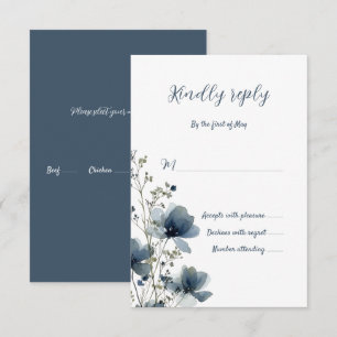 Tarjeta De Confirmación De Asistencia Dusty Blue Botanical Wedding