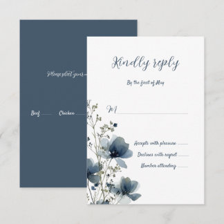 Tarjeta De Confirmación De Asistencia Dusty Blue Botanical Wedding