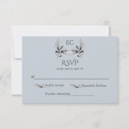 Tarjeta De Confirmación De Asistencia Dusty Blue Branch Monogram Wedding