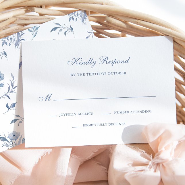 Tarjeta De Confirmación De Asistencia Dusty Blue Chinoiserie | Boda simple (Subido por el creador)