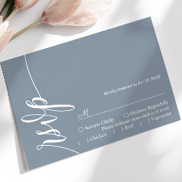 Tarjeta De Confirmación De Asistencia Dusty Blue Elegant Calligraphy Wedding Tarjeta RSV