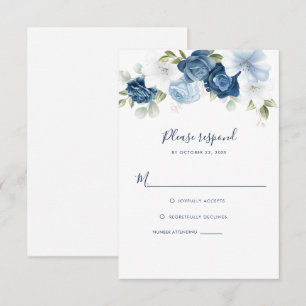 Tarjeta De Confirmación De Asistencia Dusty Blue Floral Greeneration Guión Botánico