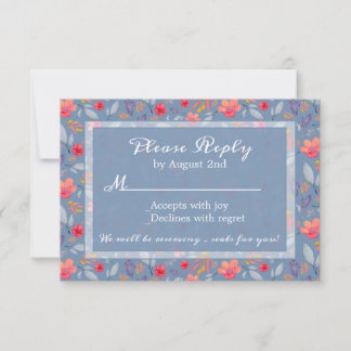 Tarjeta De Confirmación De Asistencia Dusty Blue Floral Reply Card