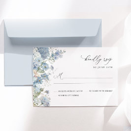 Tarjeta De Confirmación De Asistencia Dusty Blue Floral Watercolor Elegant Wedding
