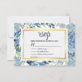 Tarjeta De Confirmación De Asistencia Dusty Blue Floral Wreath Greenery Boda