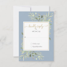 Dusty Blue Greenery Gold Geometric Script Boda
