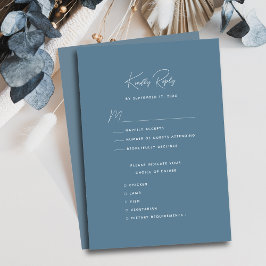 Tarjeta De Confirmación De Asistencia Dusty Blue Modern Whimsical Script Boda
