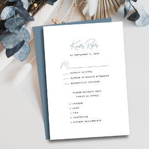 Tarjeta De Confirmación De Asistencia Dusty Blue Modern Whimsical Script Boda