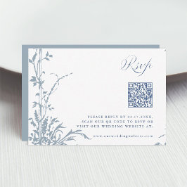 Tarjeta De Confirmación De Asistencia Dusty Blue Romantic Botanical Arch Garden Wedding