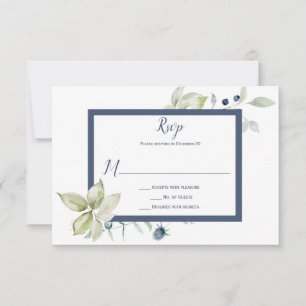 Tarjeta De Confirmación De Asistencia Dusty Blue Sage Green Framed Winfloral