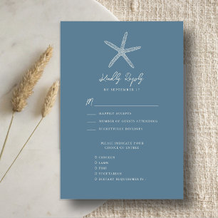 Tarjeta De Confirmación De Asistencia Dusty Blue Starfish Beach Destination Wedding