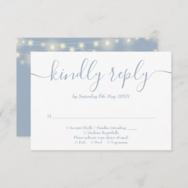 Tarjeta De Confirmación De Asistencia Dusty Blue String ilumina Boda Floral