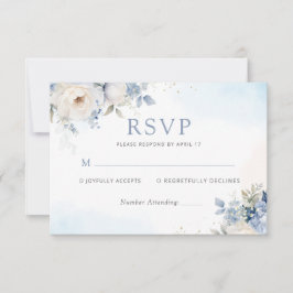 Tarjeta De Confirmación De Asistencia Dusty Blue Watercolor Floral Boda Botánico