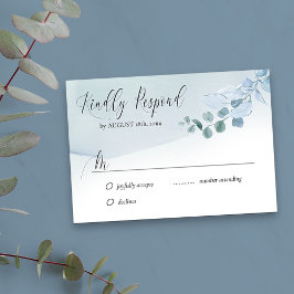 Tarjeta De Confirmación De Asistencia Dusty Eucalyptus Elegante Foliage simple Boda
