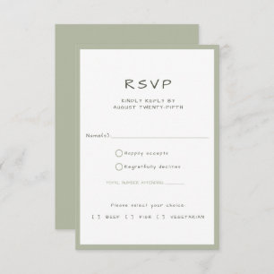 Tarjeta De Confirmación De Asistencia Dusty Green Casual HandWriting Comedor Elección