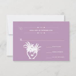 Tarjeta De Confirmación De Asistencia Dusty Lavender Purple Beach Destination Wedding