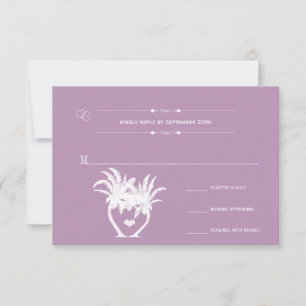 Tarjeta De Confirmación De Asistencia Dusty Lavender Purple Beach Destination Wedding