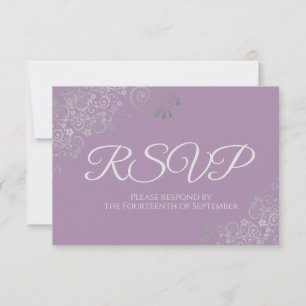 Tarjeta De Confirmación De Asistencia Dusty Lavender Purple Elegant Boda de encaje plate