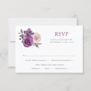 Tarjeta De Confirmación De Asistencia Dusty Mauve Purple Rubor Floral Boda Botánico