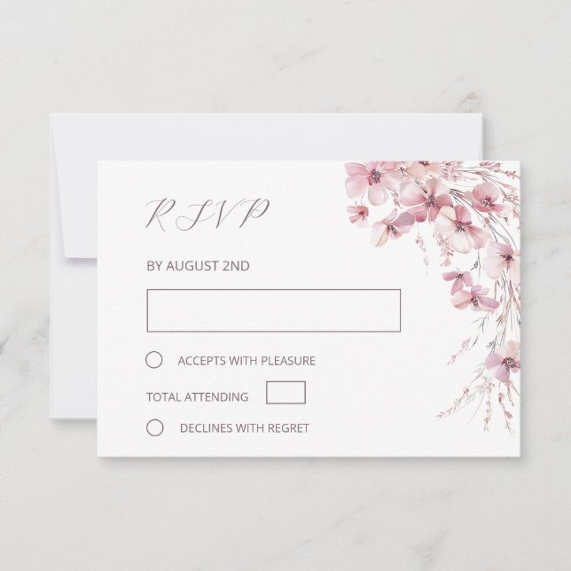 Tarjeta De Confirmación De Asistencia Dusty Pink Boho Floral Wedding (Anverso)