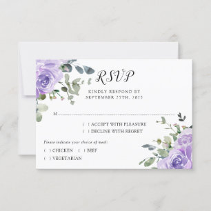 Tarjeta De Confirmación De Asistencia Dusty Purple Eucalyptus Boda Botánico