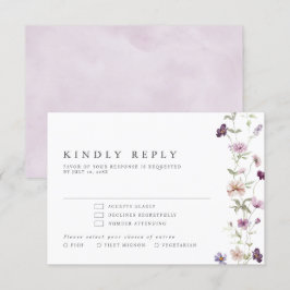 Tarjeta De Confirmación De Asistencia Dusty Purple Lavender Wildflower Garden Wedding
