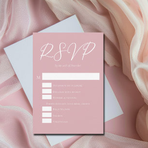 Tarjeta De Confirmación De Asistencia Dusty Rosa Elección de Comida Boda Rosa