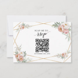 Tarjeta De Confirmación De Asistencia Dusty Rosa Floral Código QR Añadir su Boda de URL