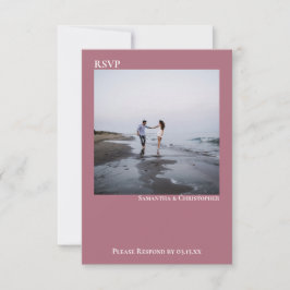 Tarjeta De Confirmación De Asistencia Dusty Rosa Simple Moderno Boda de fotografía Minim