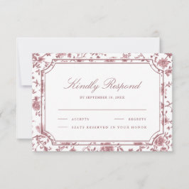 Tarjeta De Confirmación De Asistencia Dusty Rose and White Chinoiserie Wedding