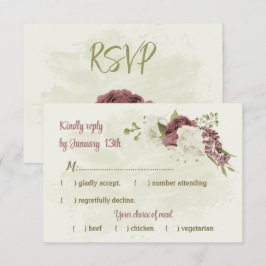 Tarjeta De Confirmación De Asistencia dusty rose white flowers botanical wedding