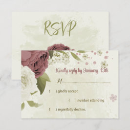 Tarjeta De Confirmación De Asistencia dusty rose white flowers botanical wedding