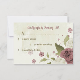 Tarjeta De Confirmación De Asistencia dusty rose white flowers botanical wedding