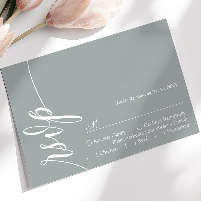 Tarjeta De Confirmación De Asistencia Dusty Sage Elegant Calligraphy Wedding Tarjeta RSV (Subido por el creador)