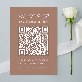 Tarjeta De Confirmación De Asistencia Earthy Brown QR Code Simple Calligraphy Boda